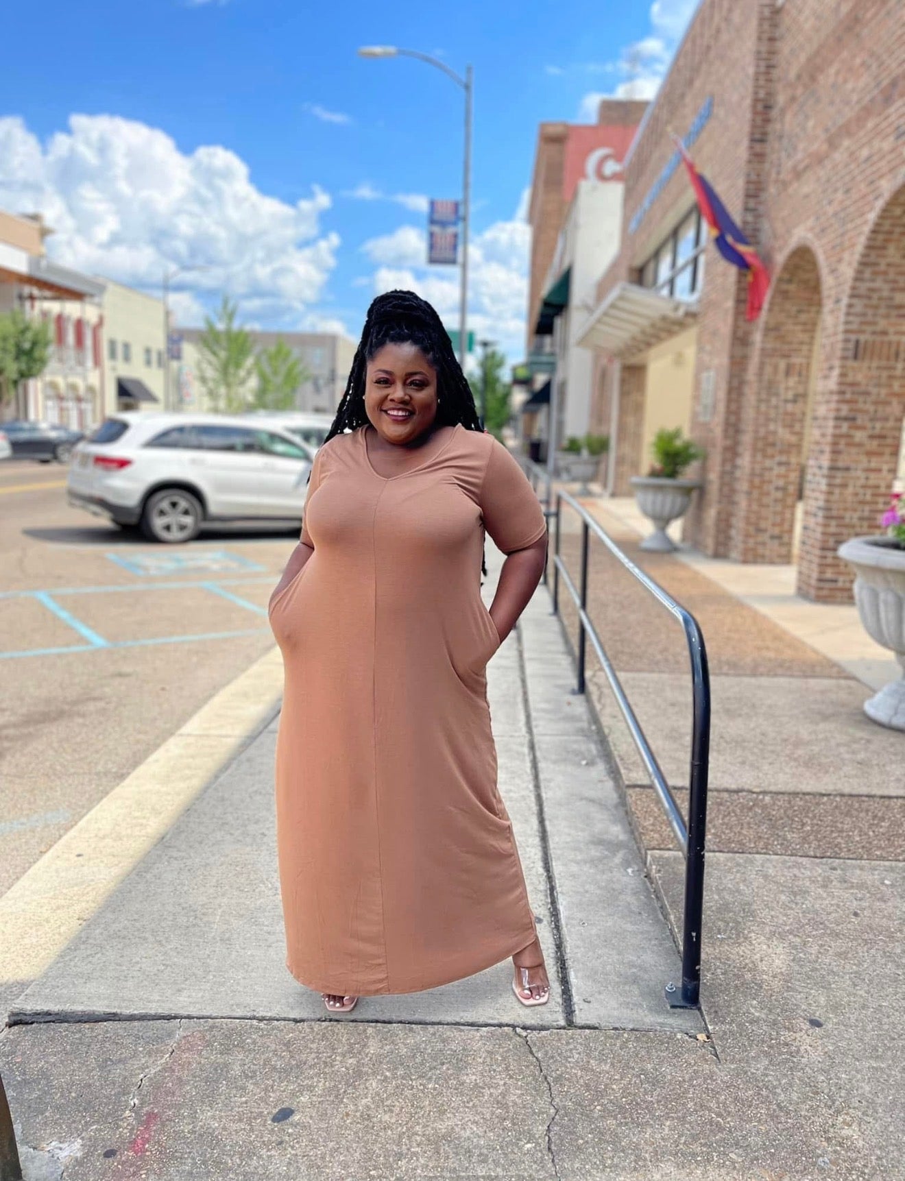 Deep Camel Tshirt Maxi Dress+