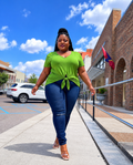 Apple Green Front Tie Blouse