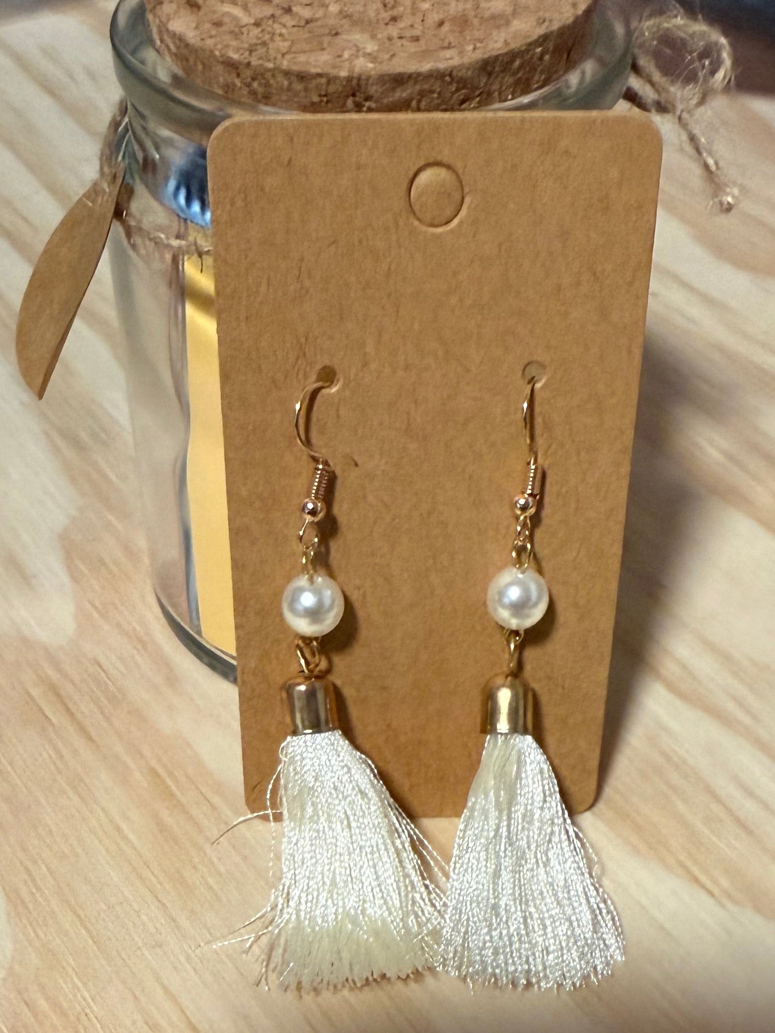 White Pearl Tassel Earrings