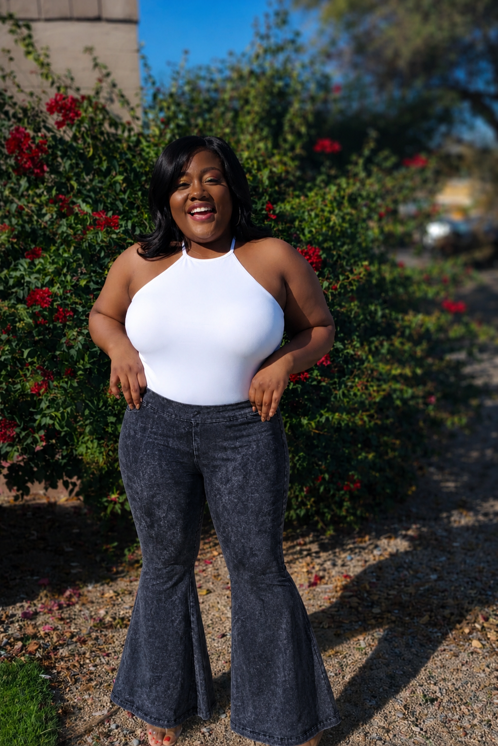 Blue Mineral Wash Wide Leg Pants+