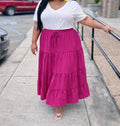 Pink Tier Maxi Skirt+