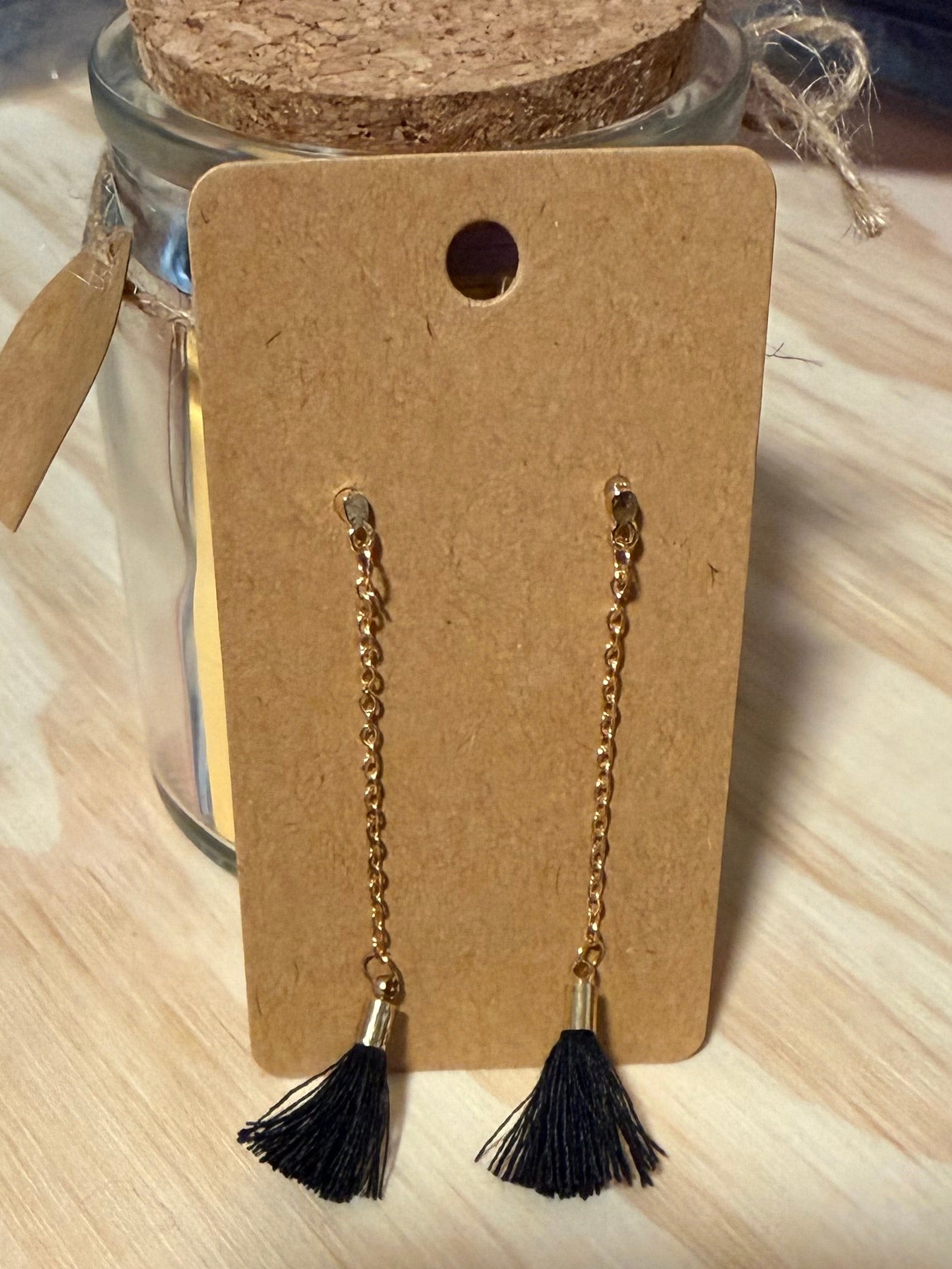 Small Black Tassel Earrings