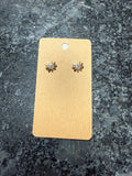 Gold Diamond Flower Stud Earrings