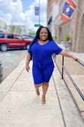 "Blue Royalty" Throw On & Go Short Set
