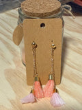 Layered Pink Tassel Earrings