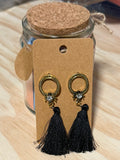 Gold & Black Tassel Earrings