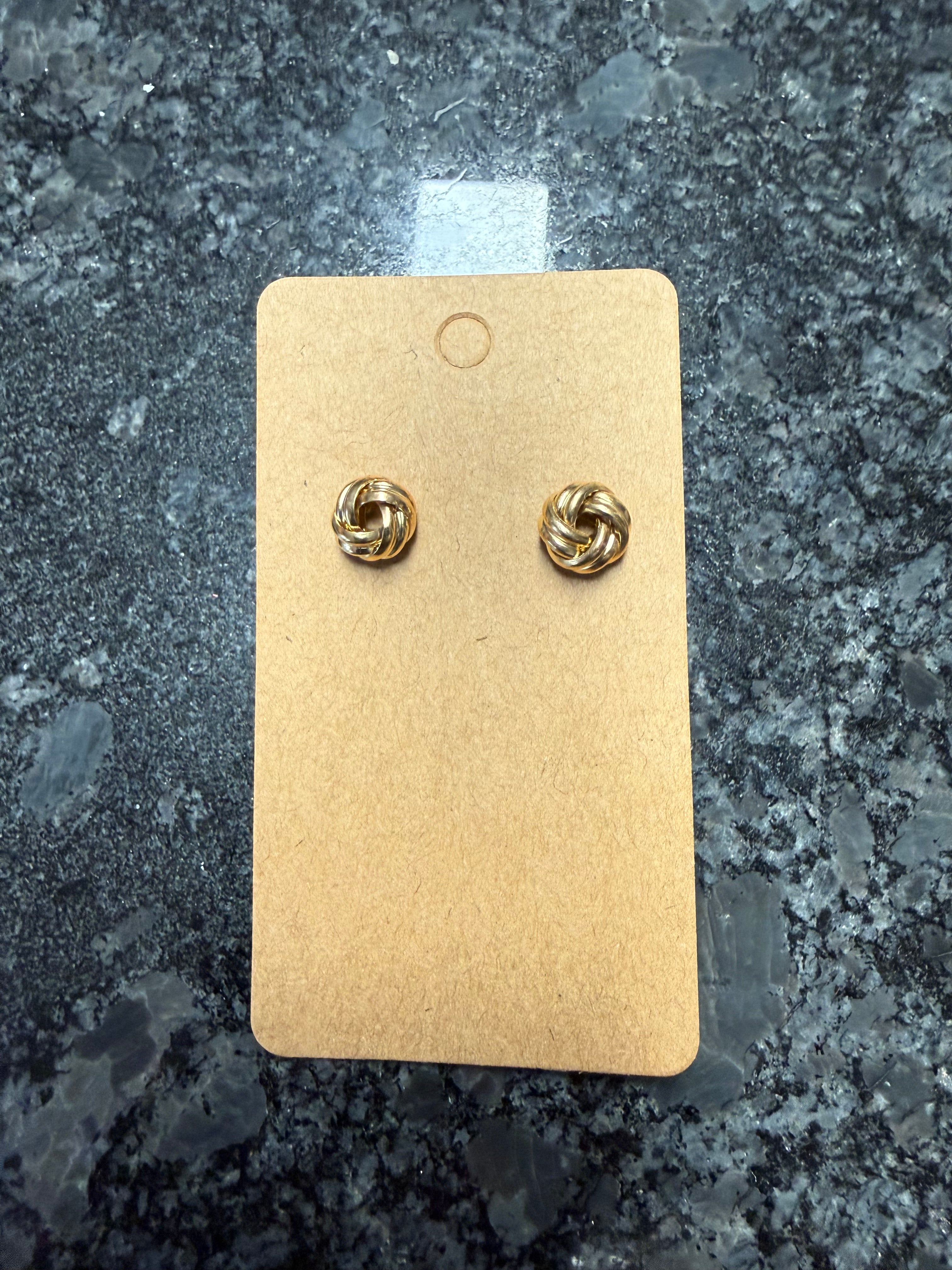 Gold Knot Stud Earrings