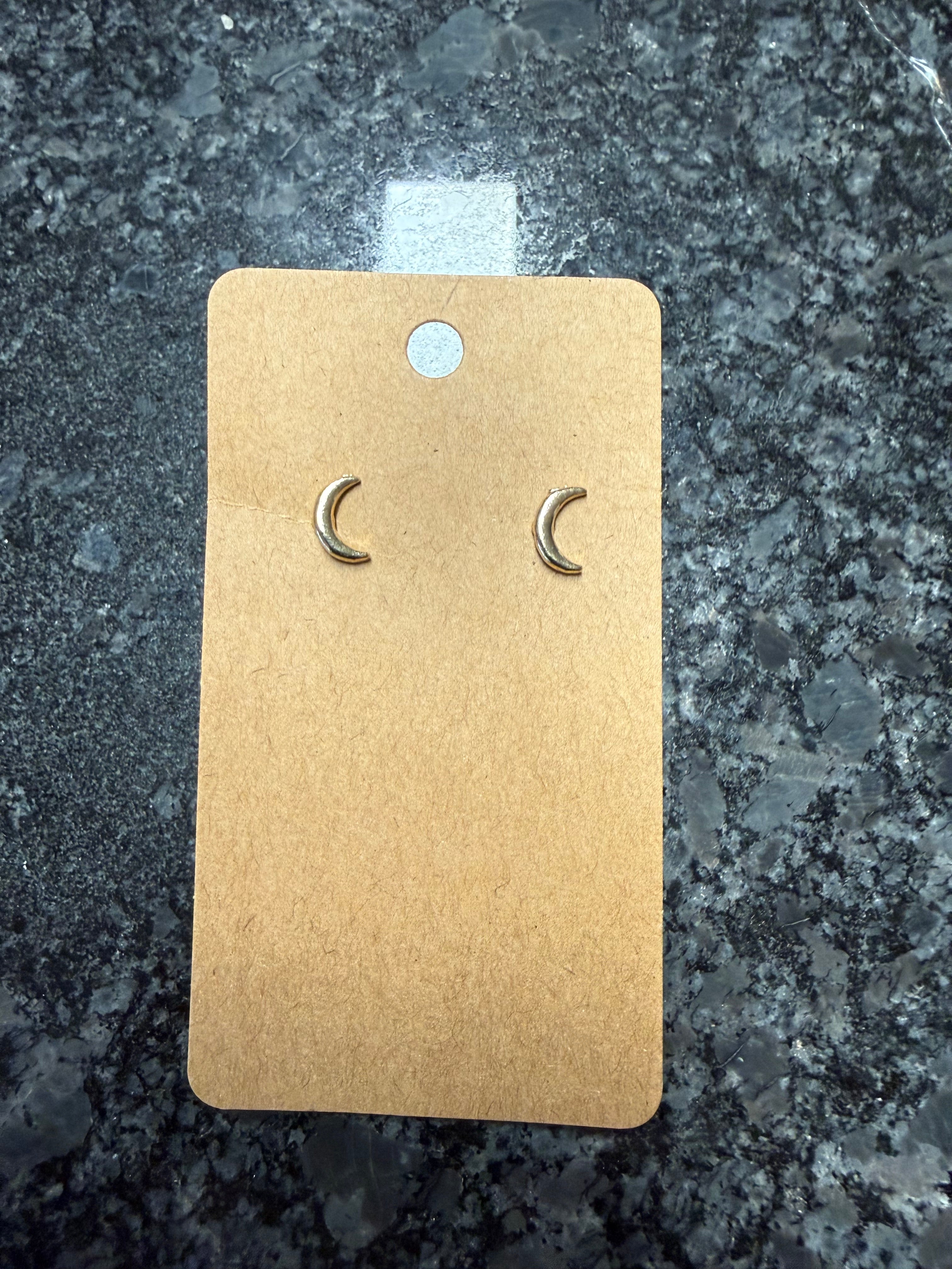 Gold Half Moon Stud Earrings