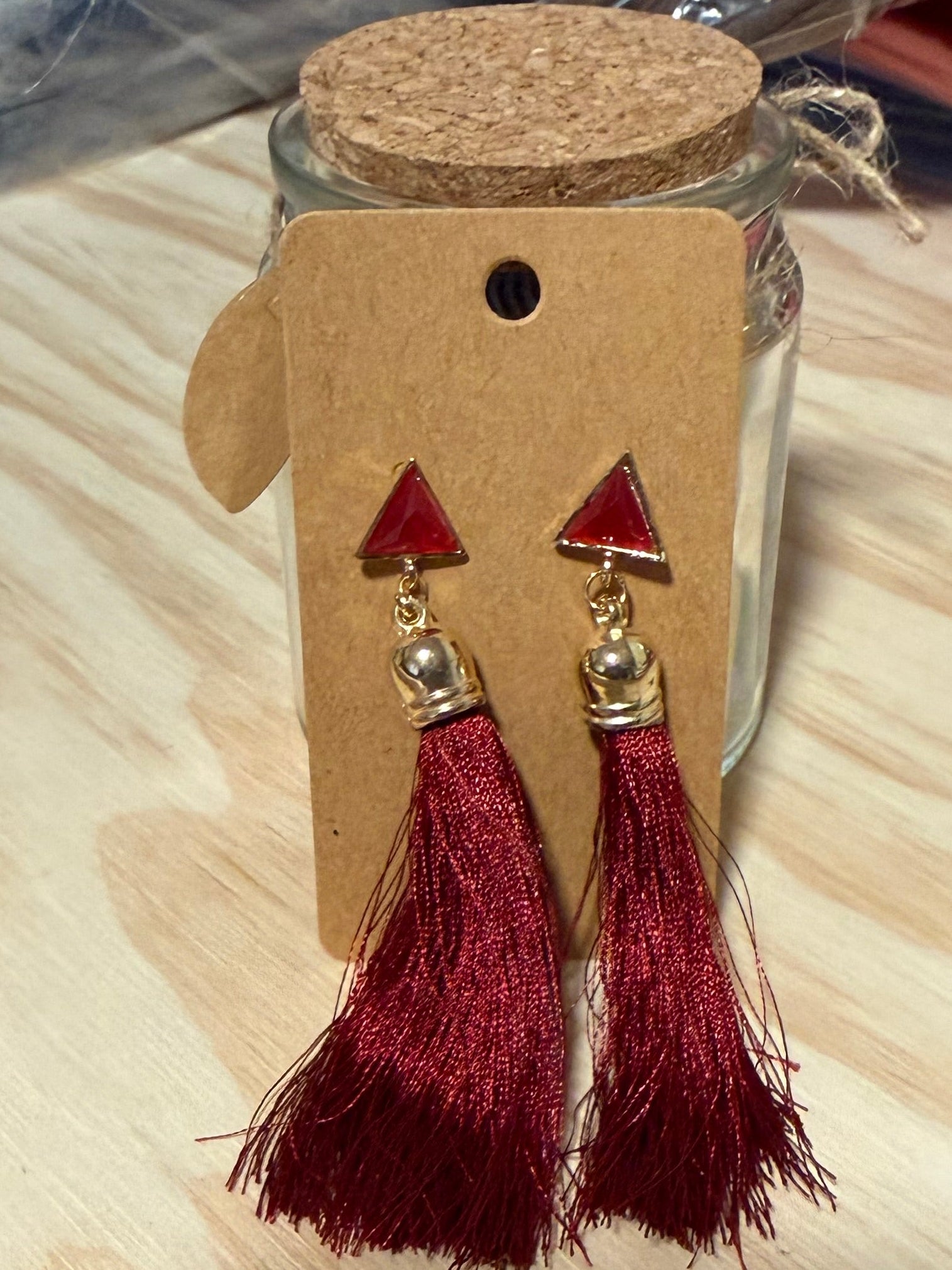 Burgundy Tassel Earrings