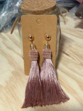 Light Rose Large Tassel Earrings