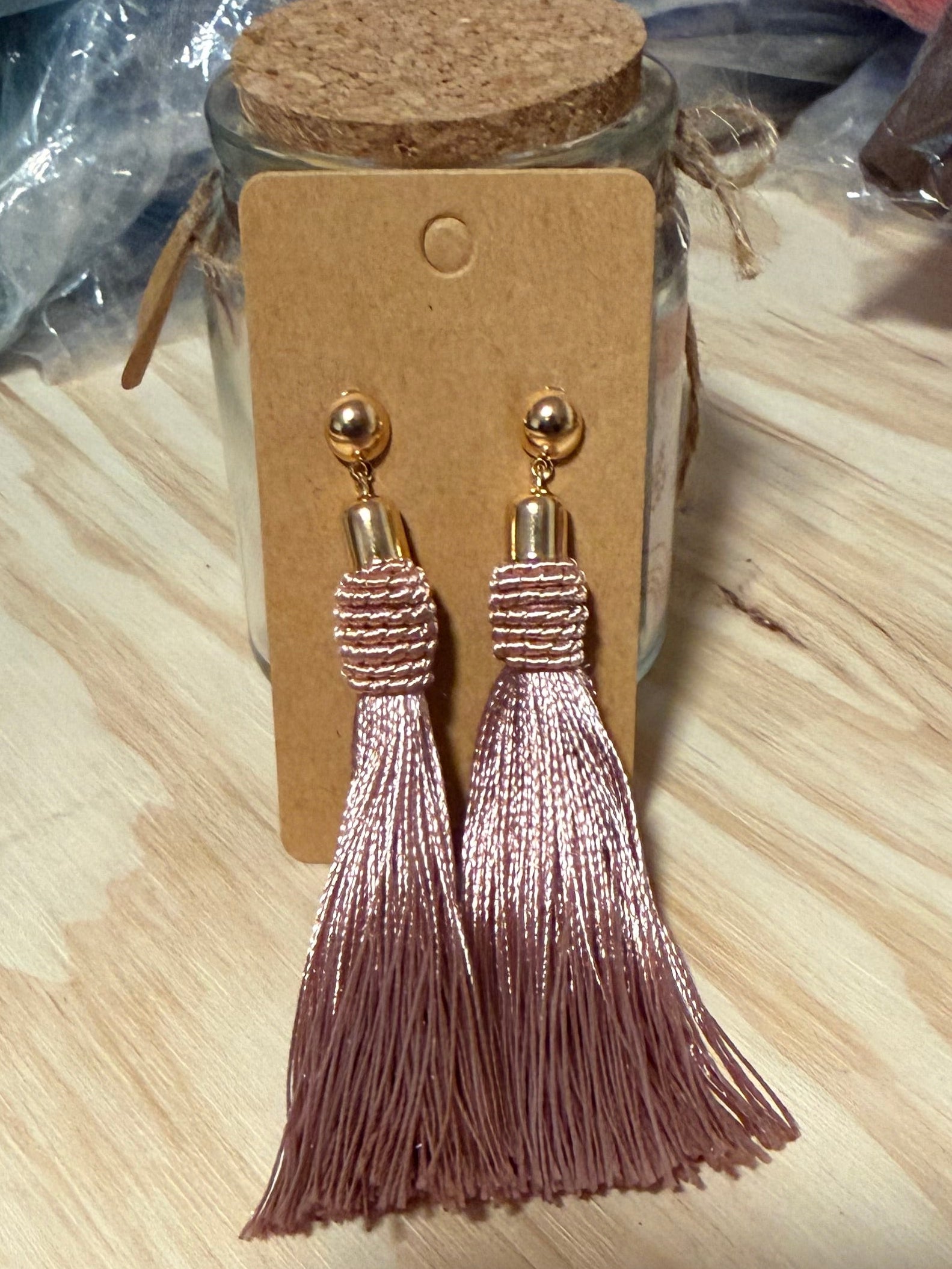 Light Rose Large Tassel Earrings