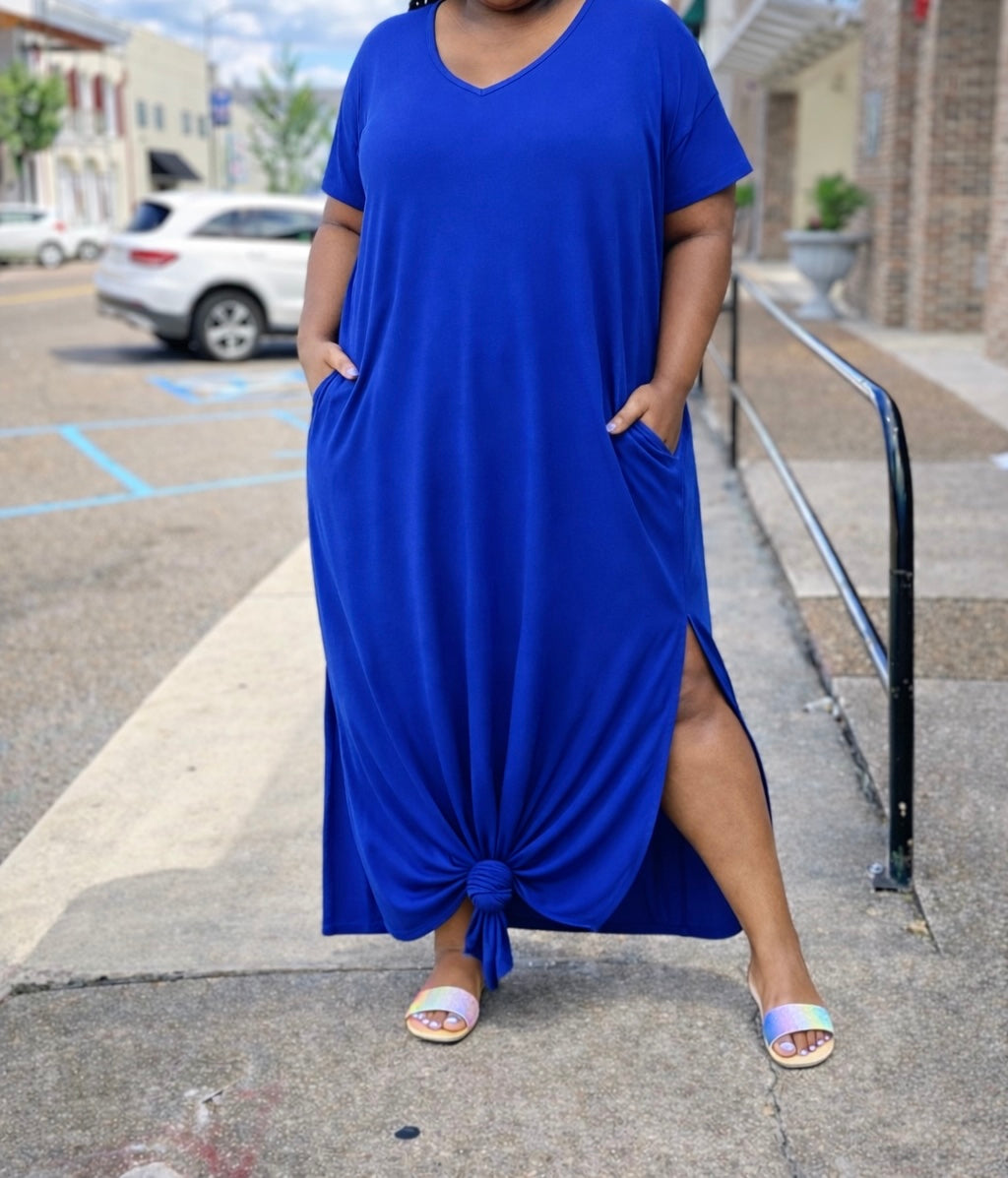 "Blue Royalty" T-Shirt Maxi Dress+
