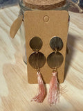 Gold Rose Tassel Earrings