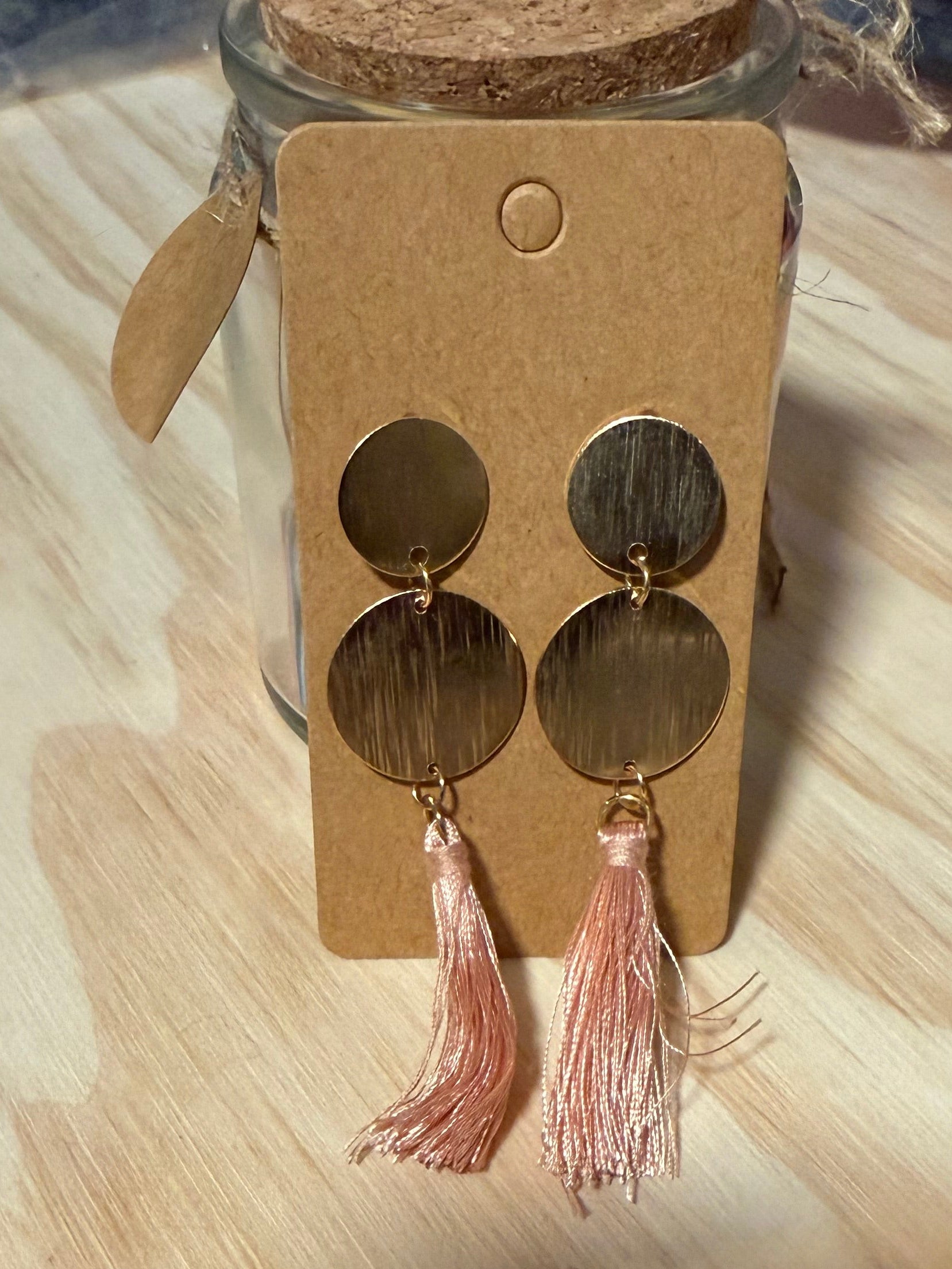 Gold Rose Tassel Earrings