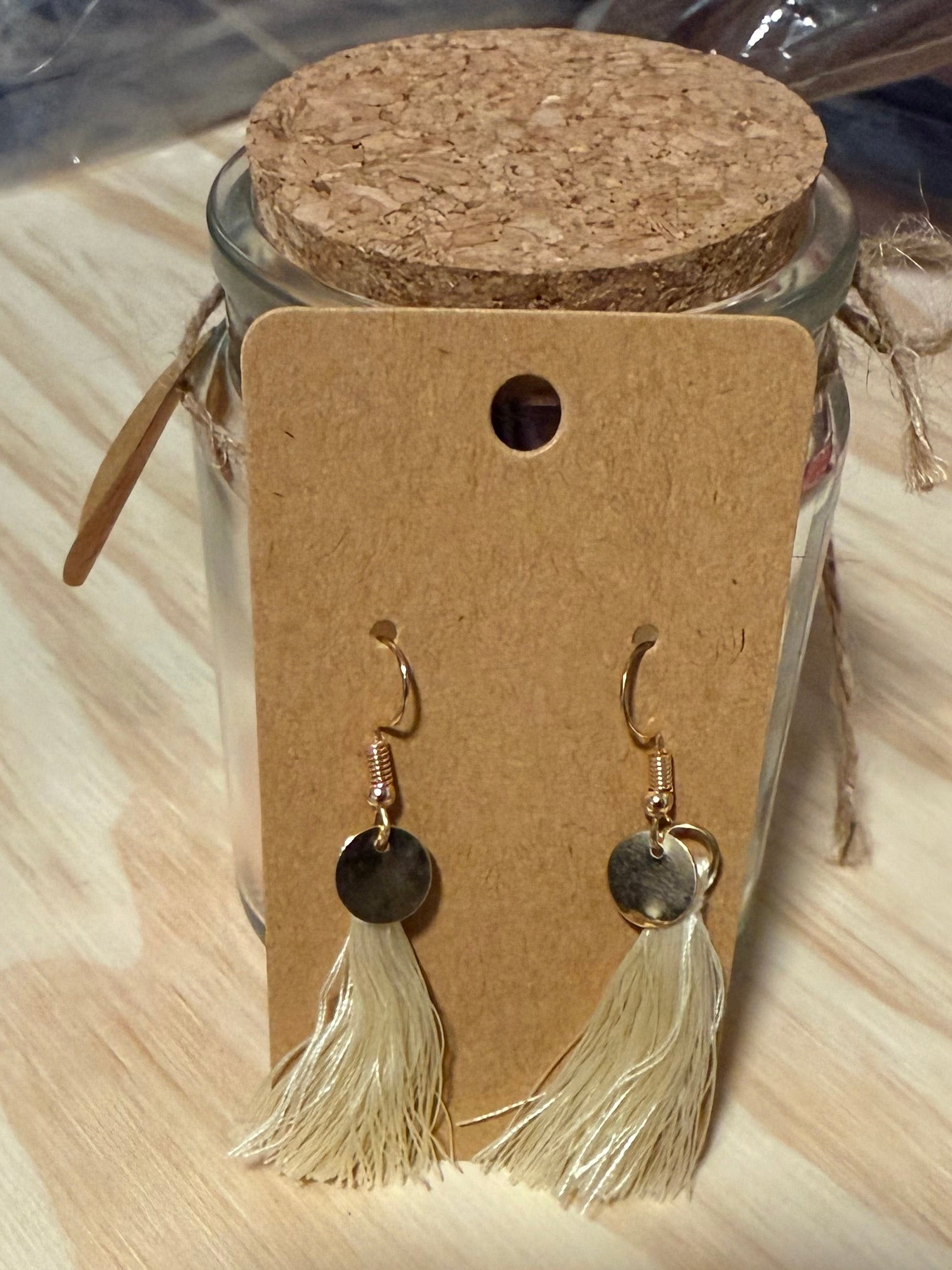 Cream White Tassel Earrings
