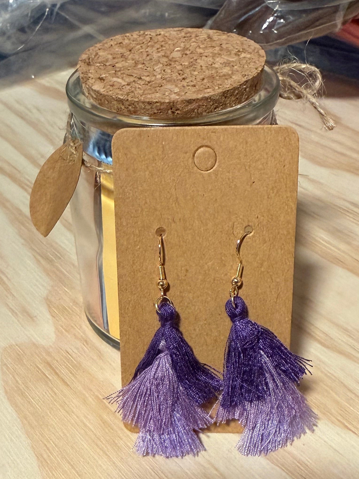 Tiered Purple Tassel Earrings