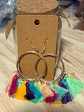 Colorful Circular Tassel Earrings