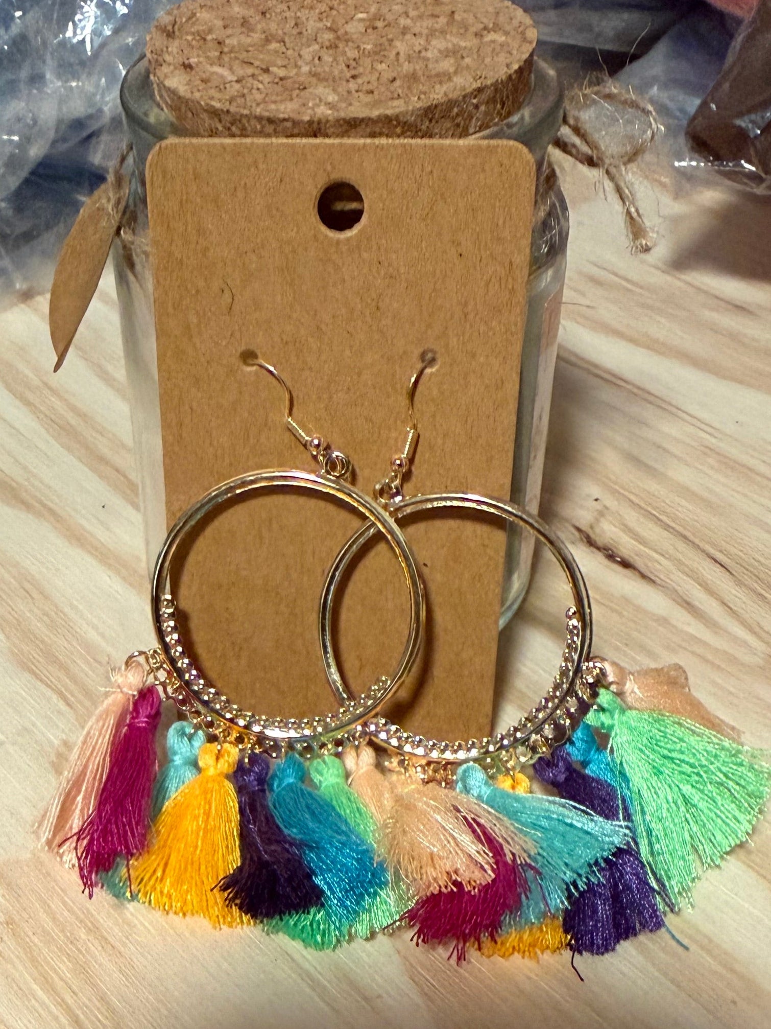 Colorful Circular Tassel Earrings