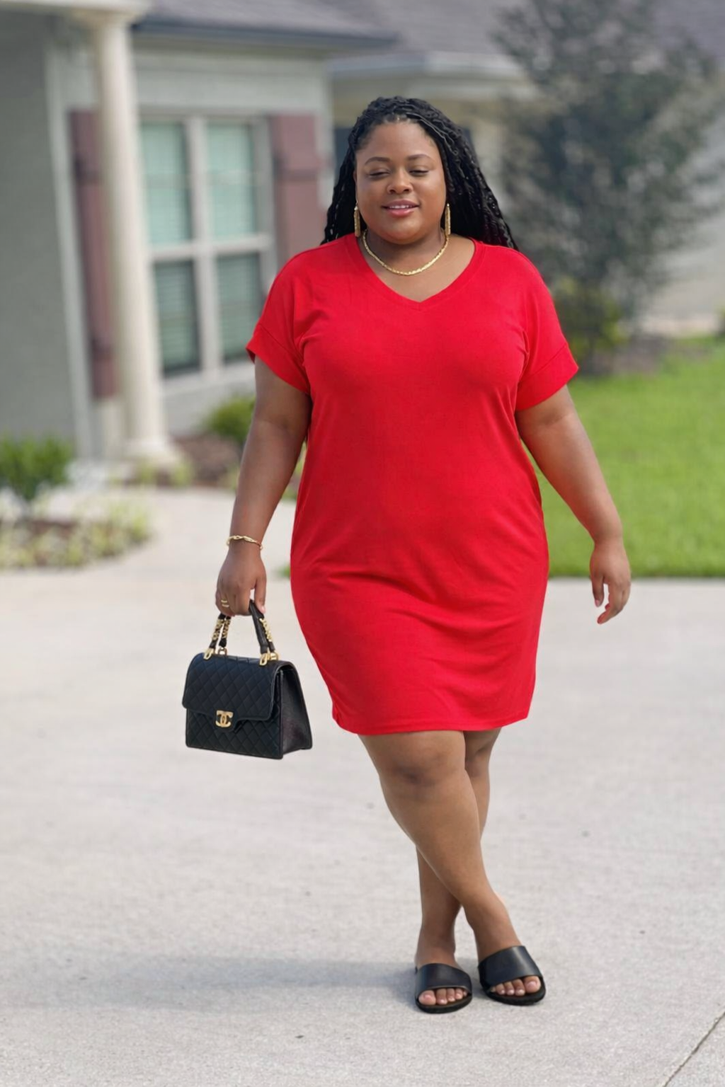 "Boss Lady Ruby" Midi T-Shirt Dress+
