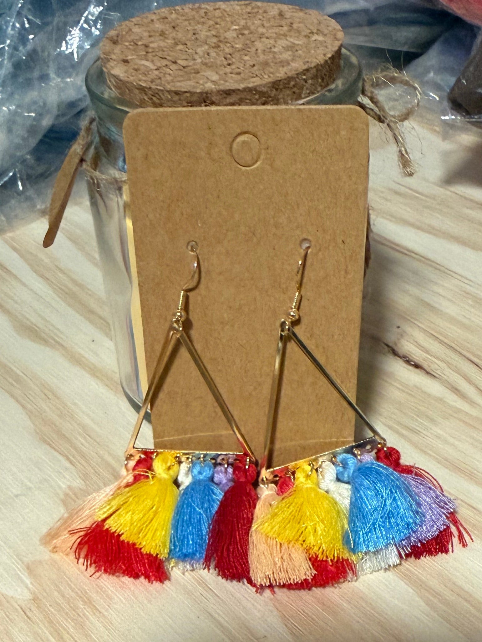 Triangle Colorful Tassel Earrings