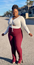 Burgundy Ribbed Leggings +