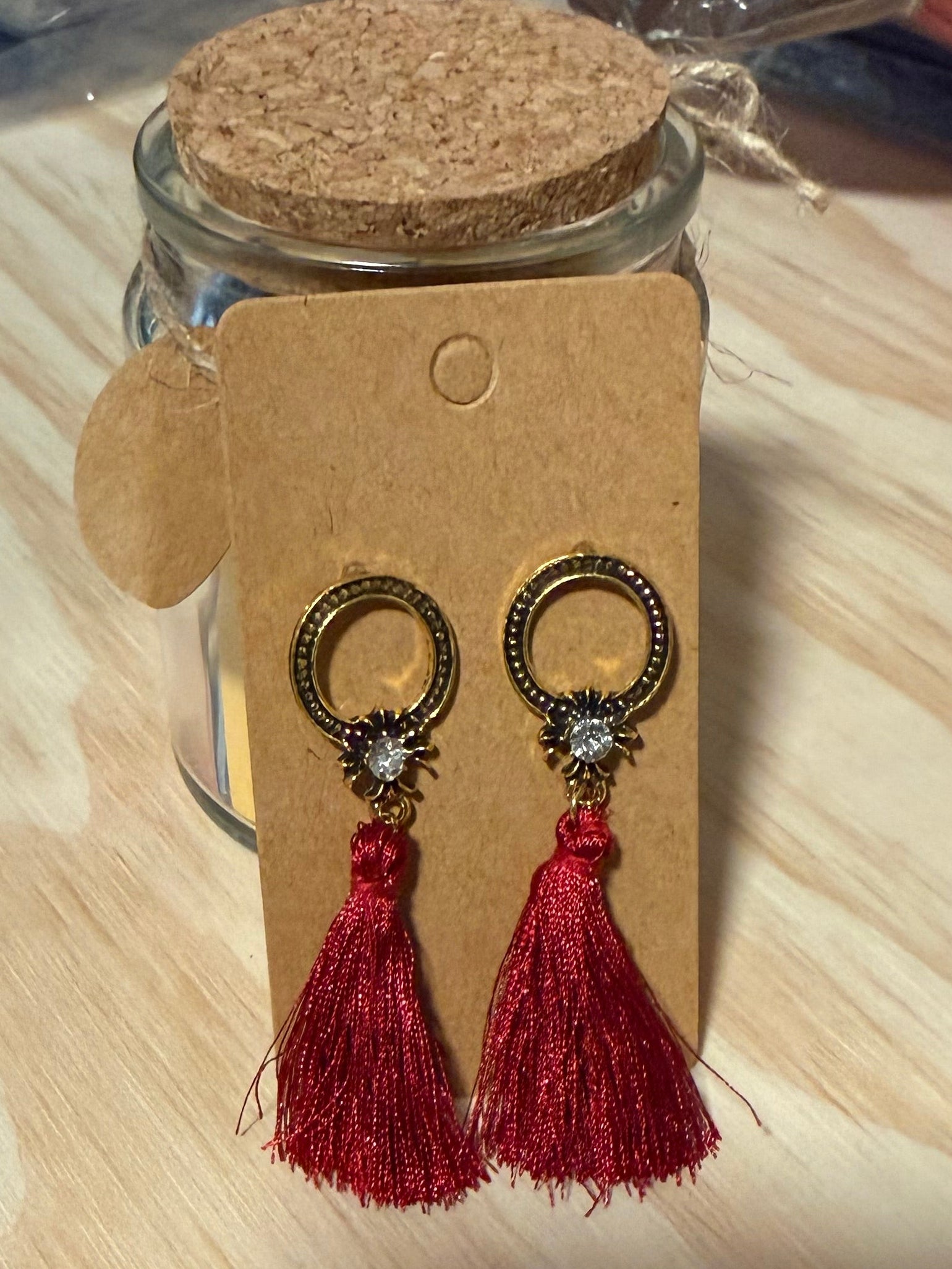 Burgundy Medium Tassel Earrings