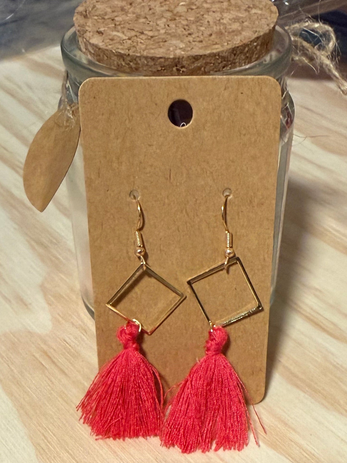 Hot Pink Diamond Tassel Earrings