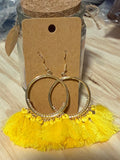 Golden Yellow Tassel Earrings