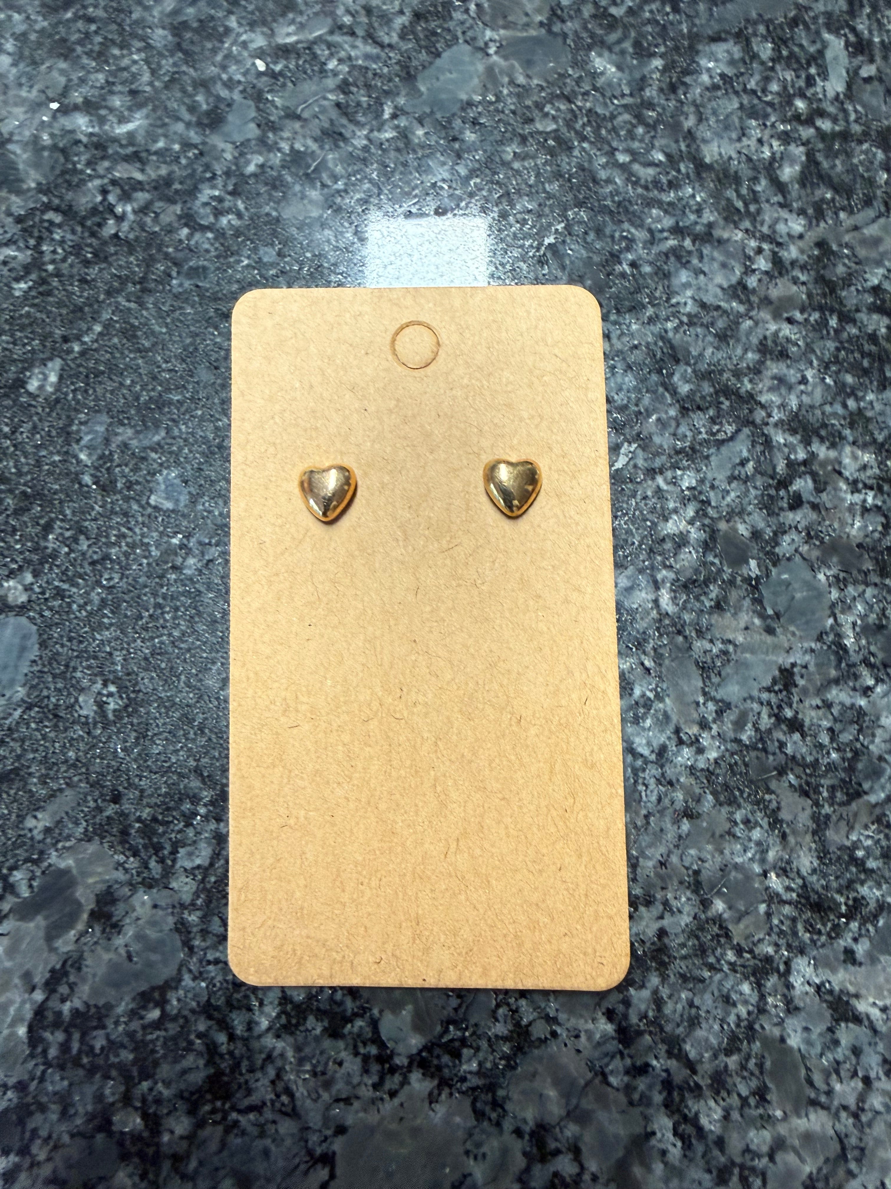 Gold Heart Stud Earrings