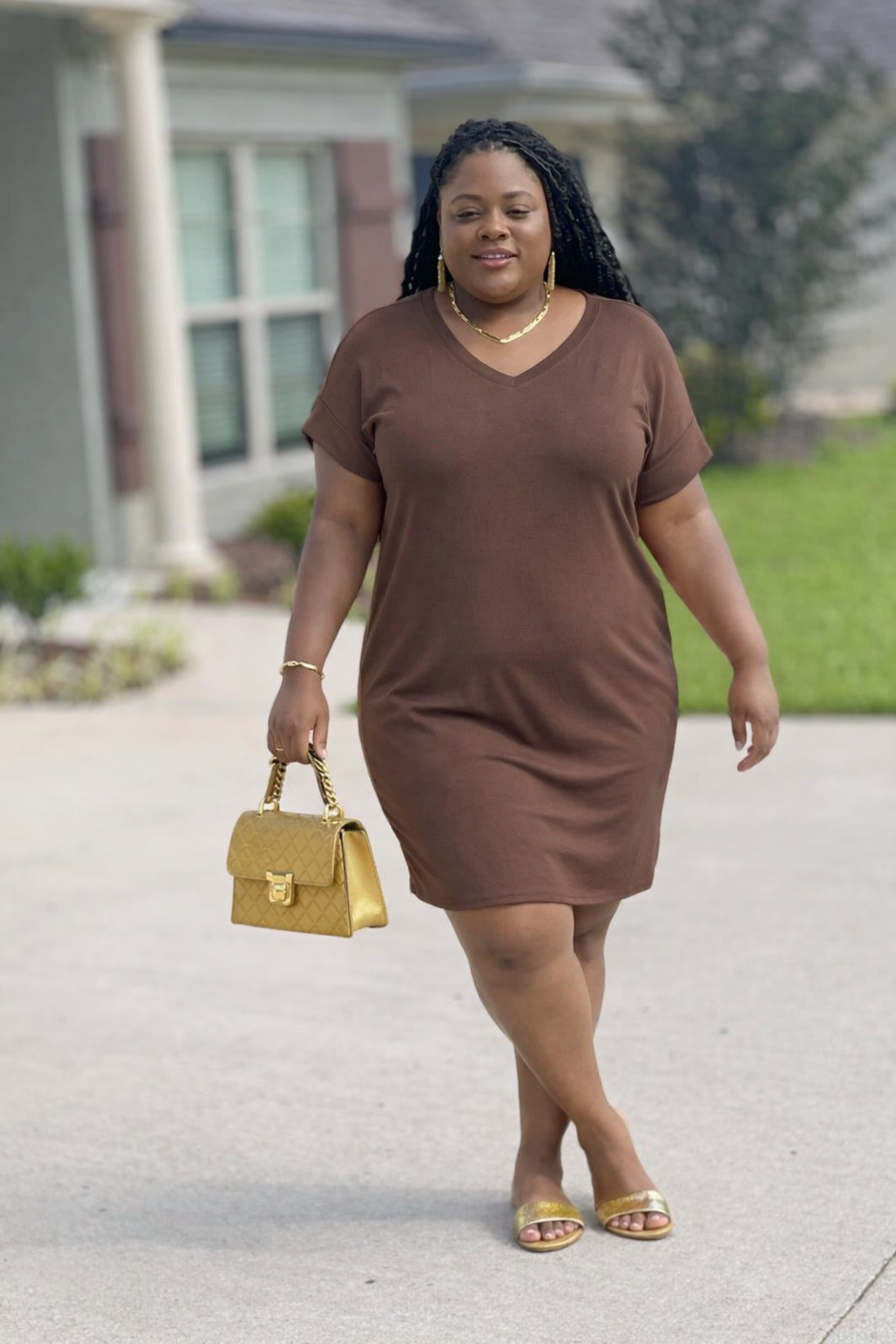 "Rich Mocha Girl" Midi T-Shirt Dress+