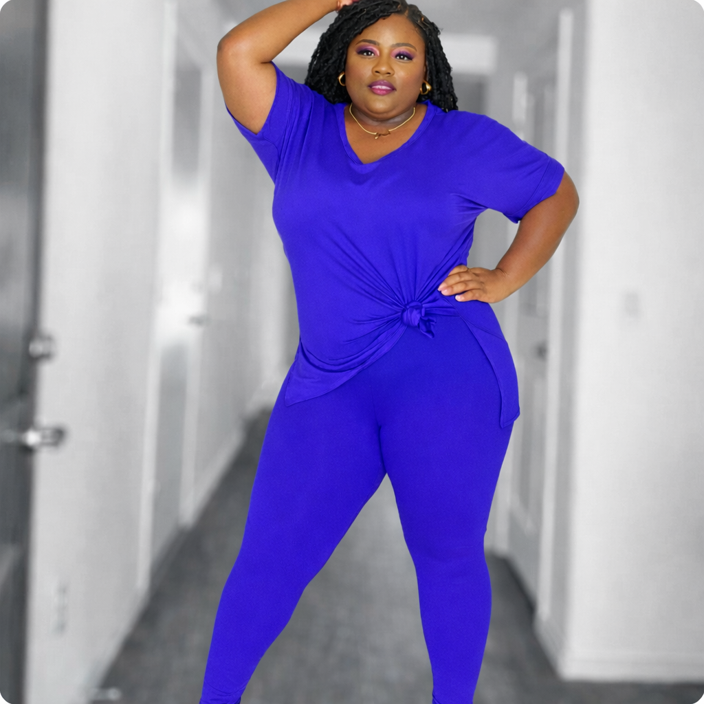 "Blue Royalty" Throw On & Go Legging Set