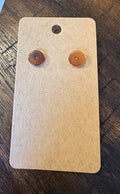 Brown Button Stud Earrings