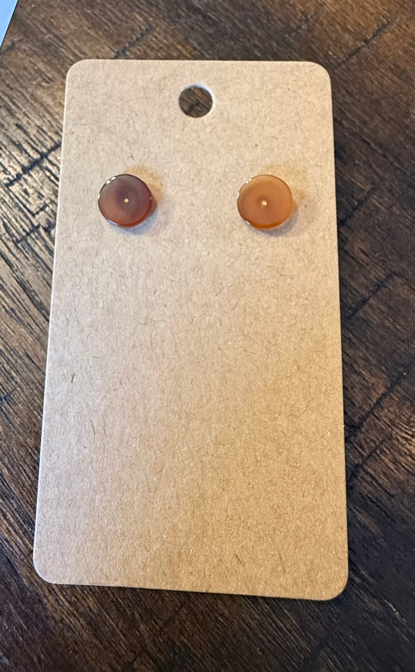 Brown Button Stud Earrings
