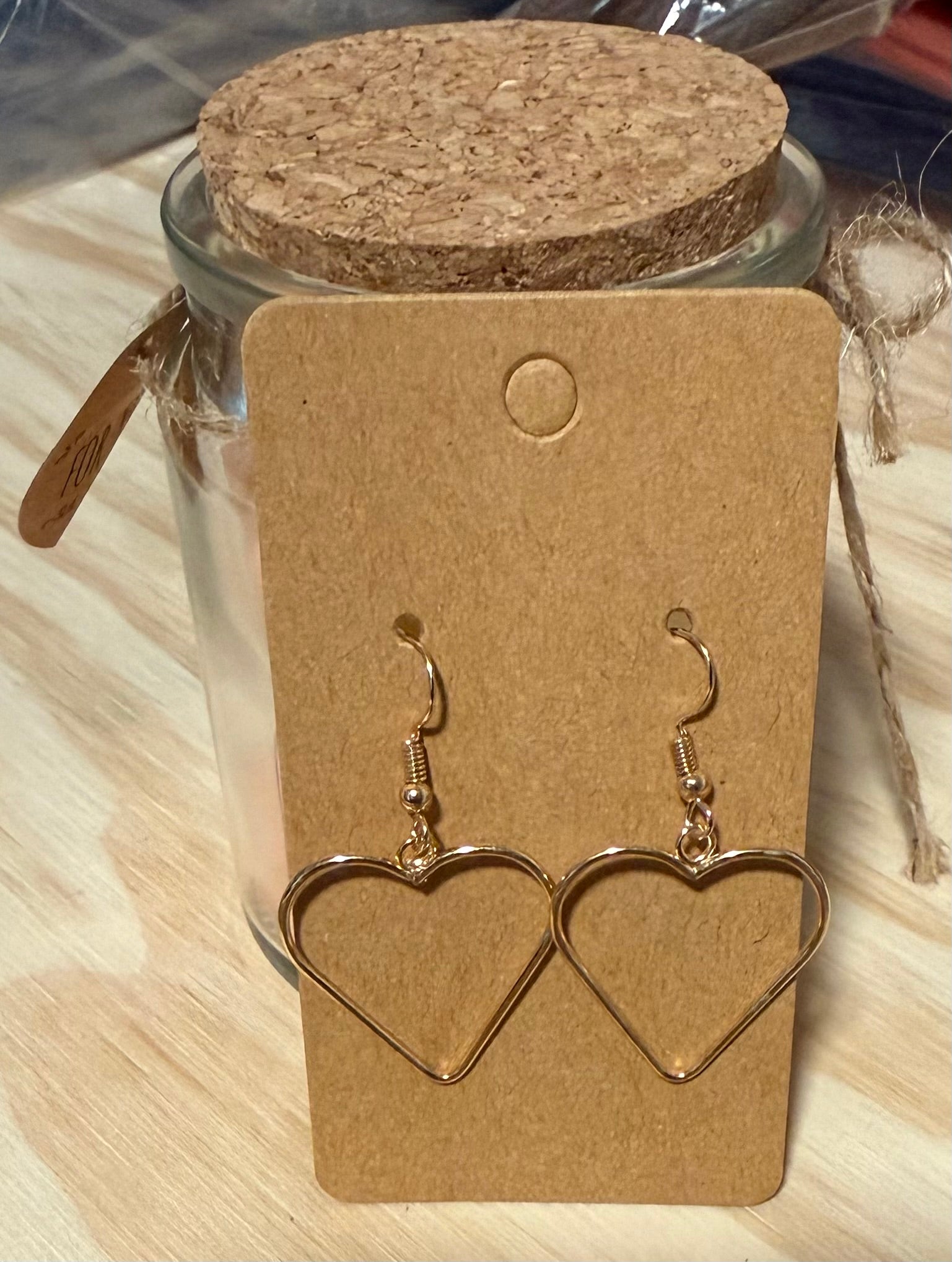 Gold Heart Dangling Earrings